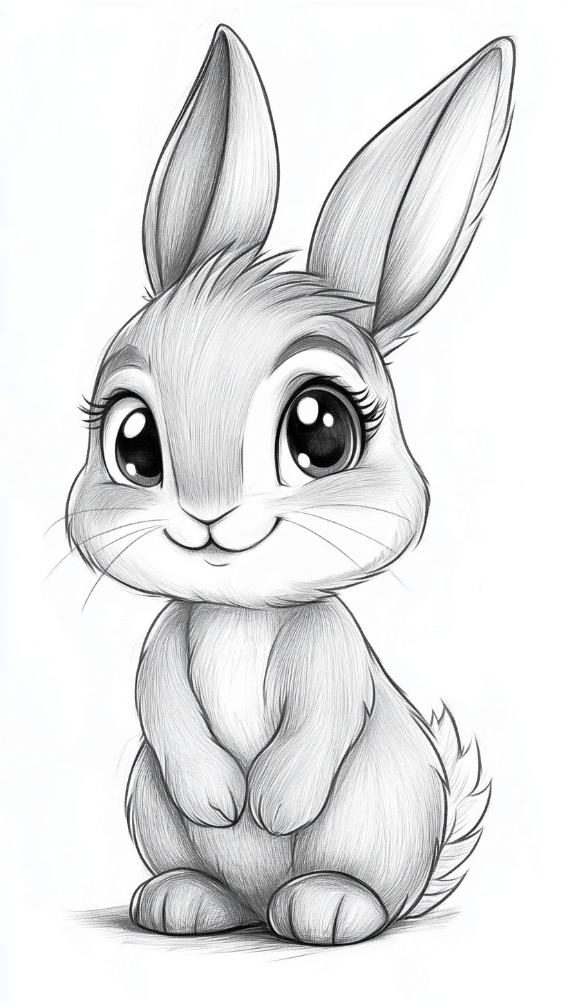 Desenho de Coelho: Coelho fofo a lápis para desenhar