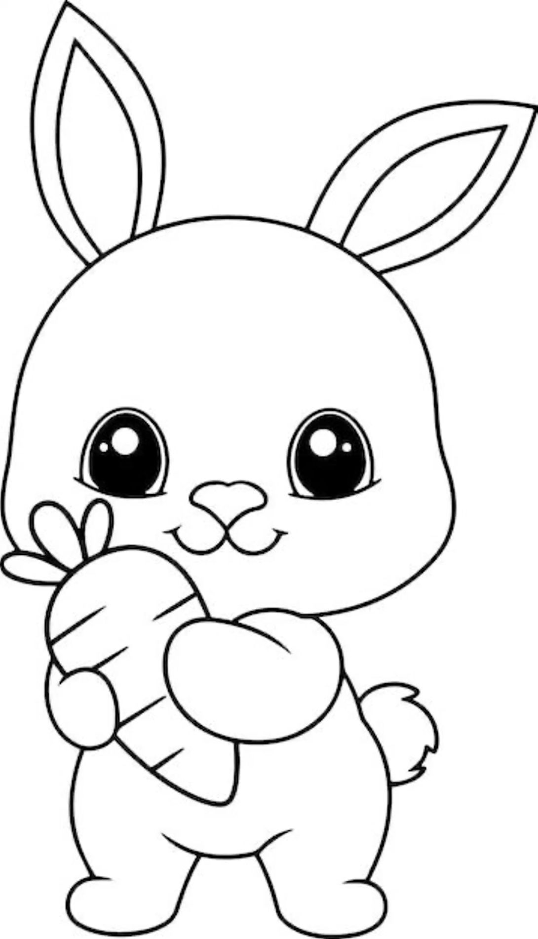 Desenho de Coelho: Coelho fofo segurando cenoura para desenhar