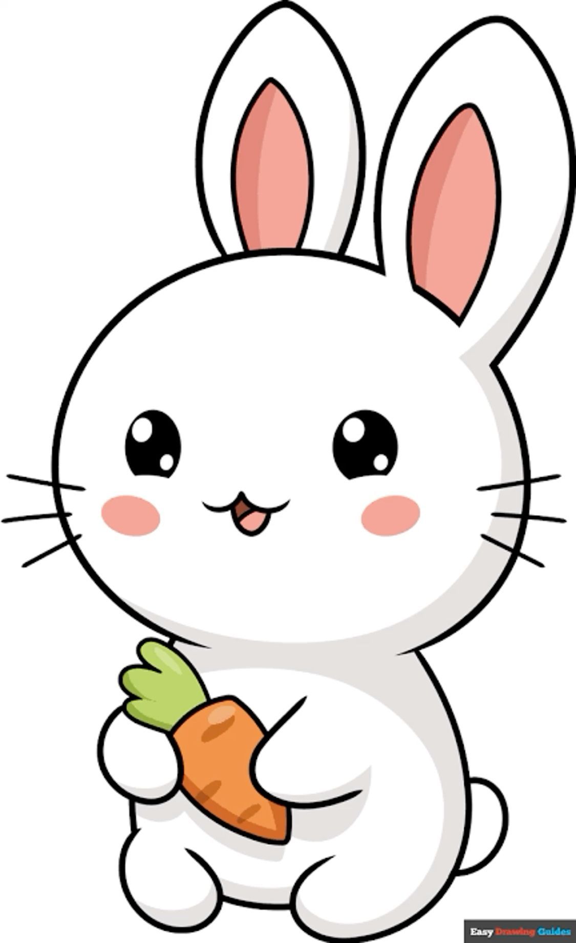 Desenho de Coelho: Coelho fofo segurando cenoura para desenhar
