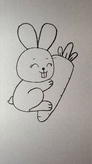 Desenho de Coelho: Fofo segurando uma cenoura para desenhar