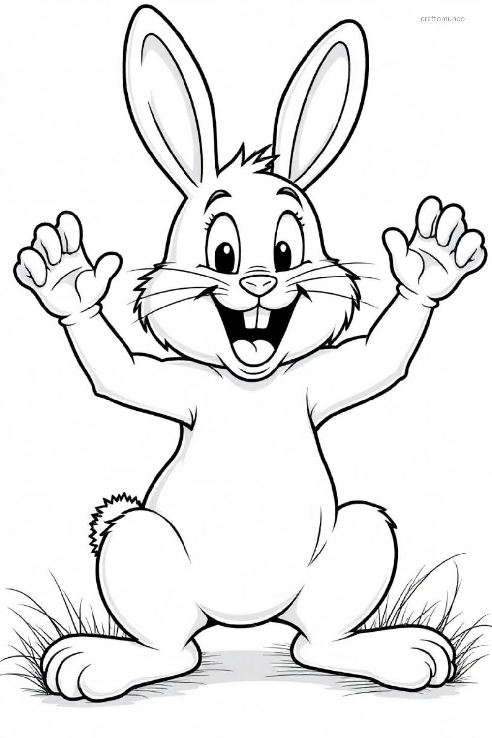 Desenho de Coelho: Coelho fofo com braços abertos para desenhar