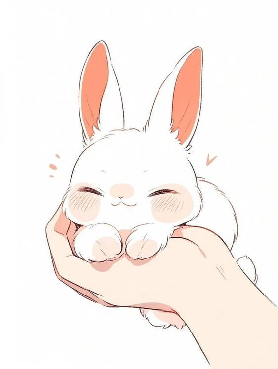 Desenho de Coelho: Coelhinho fofo em uma mão para desenhar