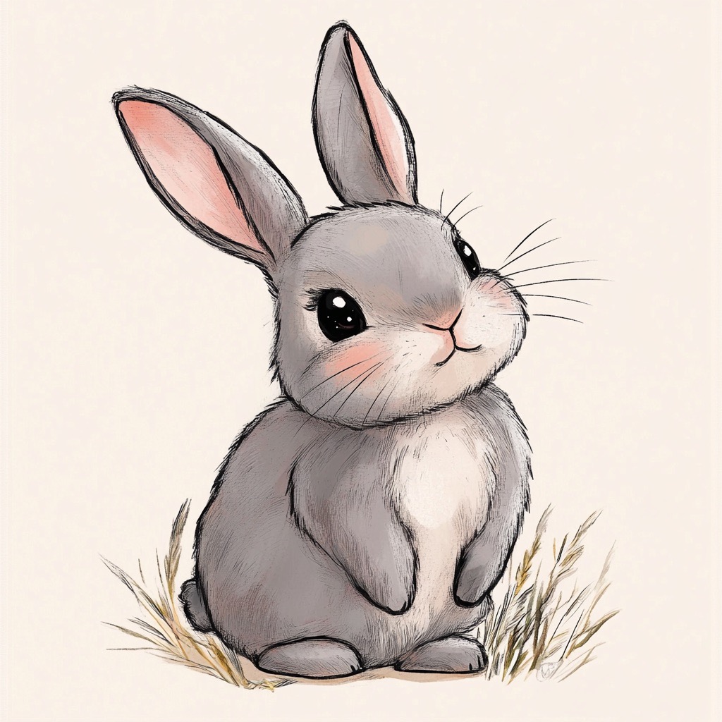 Desenho de Coelho: Coelho fofo fácil para desenhar