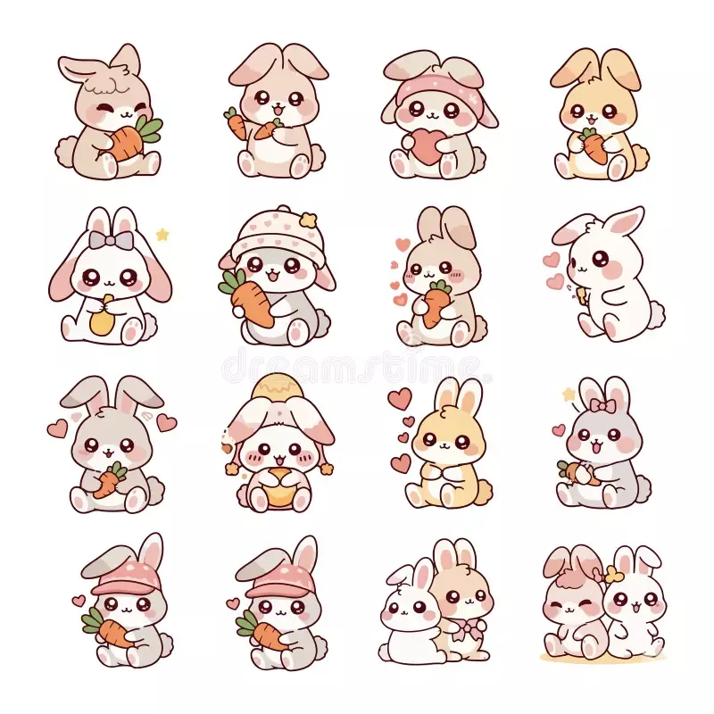 Desenho de Coelho: Fofos coelhos com cenouras para desenhar