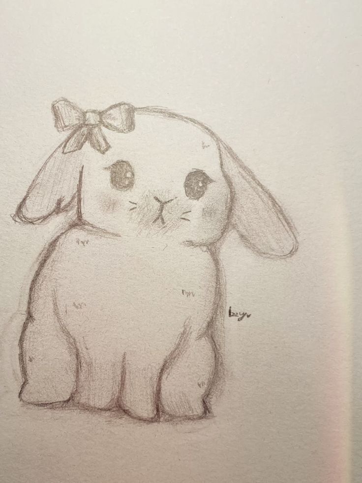 Desenho de Coelho: Fofa coelhinha com laço para desenhar