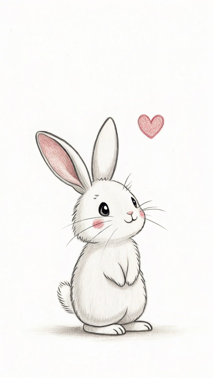 Desenho de Coelho: Coelho fofo a lápis para desenhar