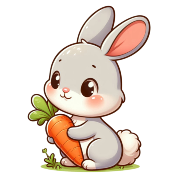 Desenho de Coelho: Coelhinho fofo segurando cenoura
