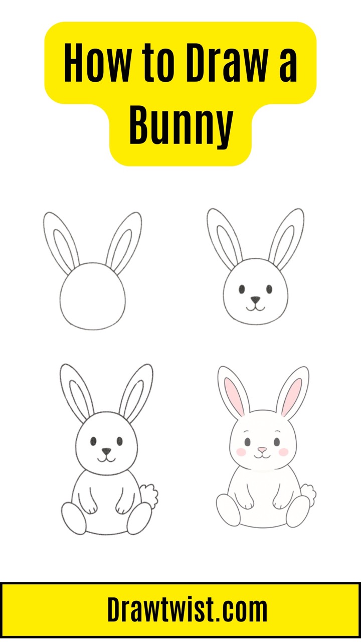 Desenho de Coelho: Como desenhar um coelho fofo a lápis