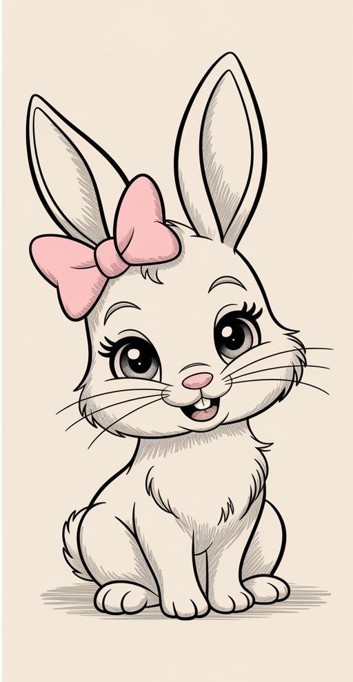 Desenho de Coelho: Coelhinha fofa a lápis para desenhar