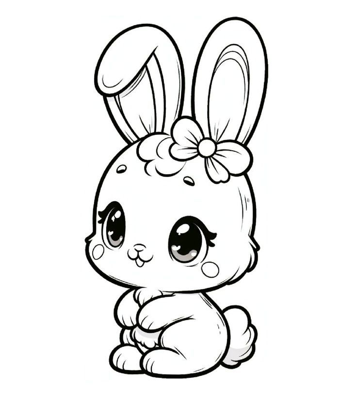 Desenho de Coelho: Coelho fofo com flores para desenhar