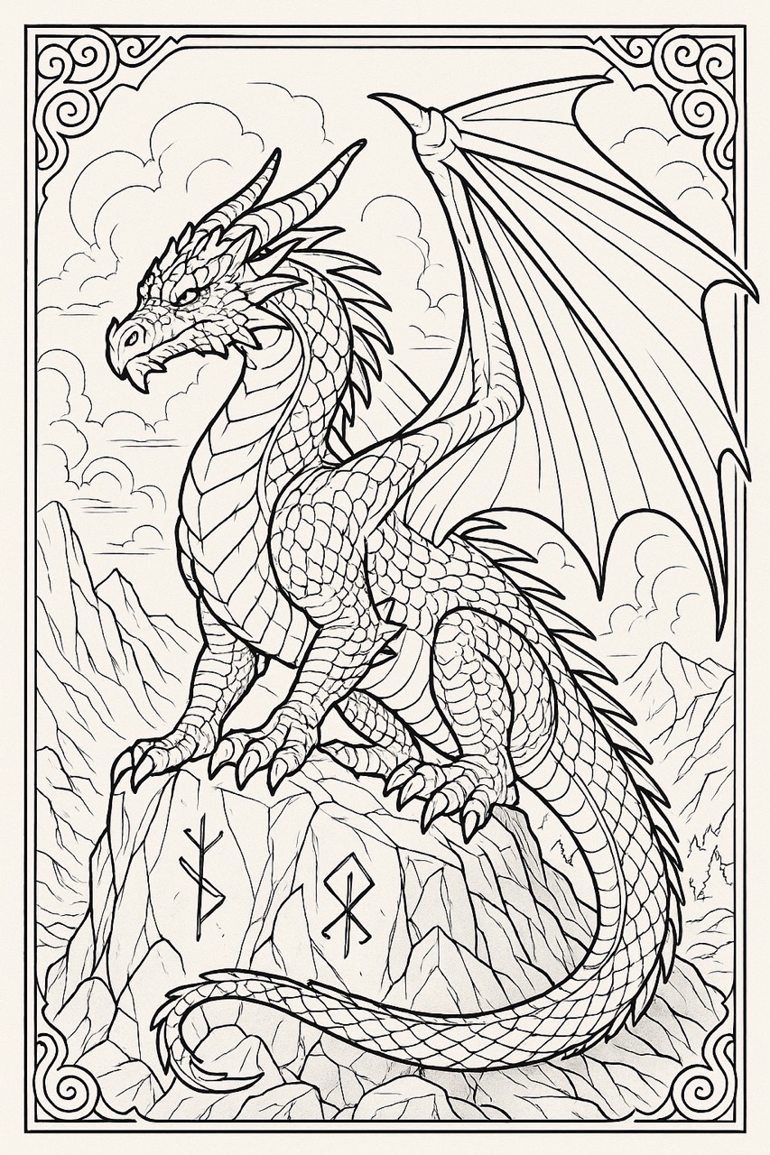 Desenho de Dragão: Dragão detalhado para desenhar