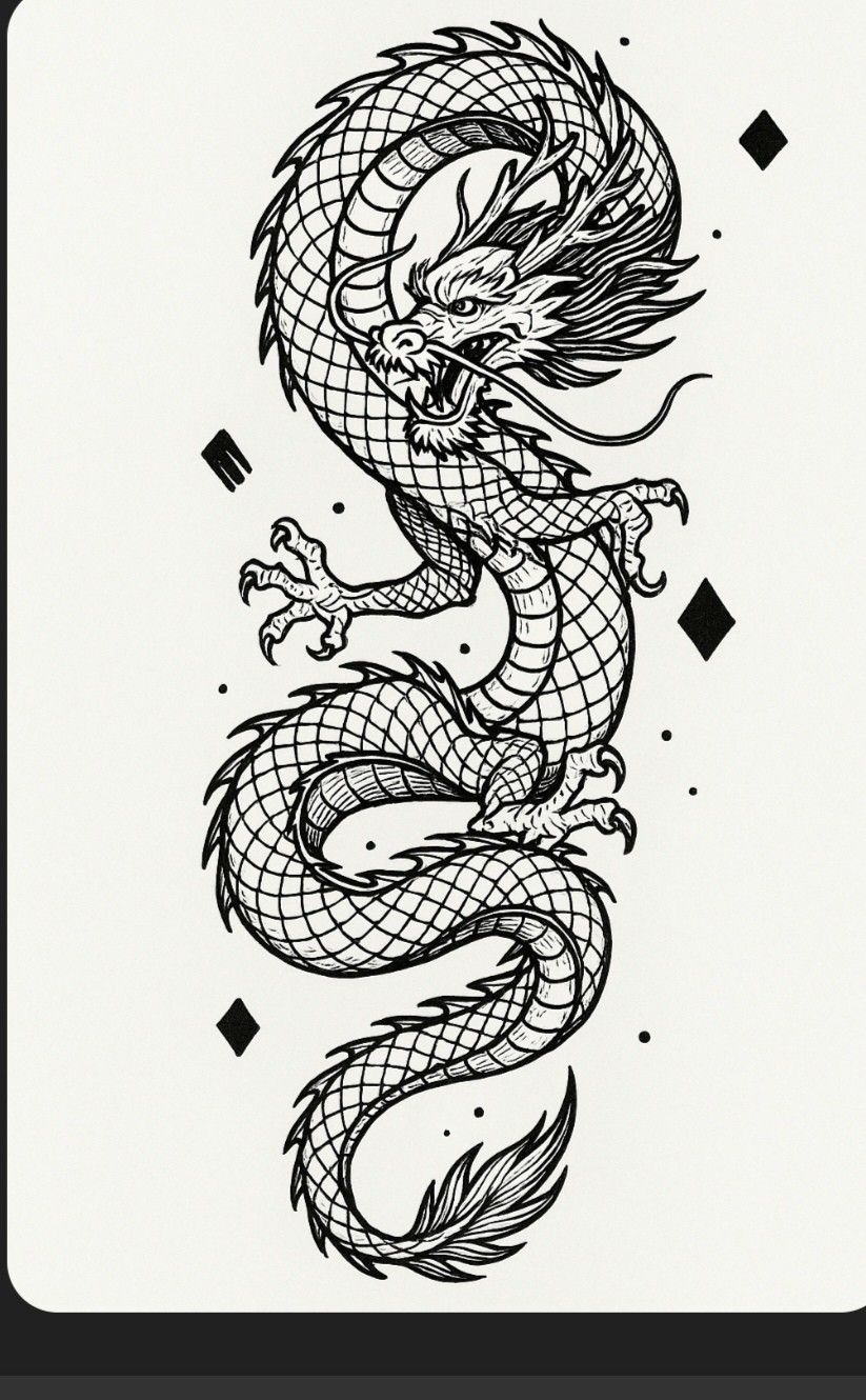 Desenho de Dragão: Dragão simples e estilizado para desenhar