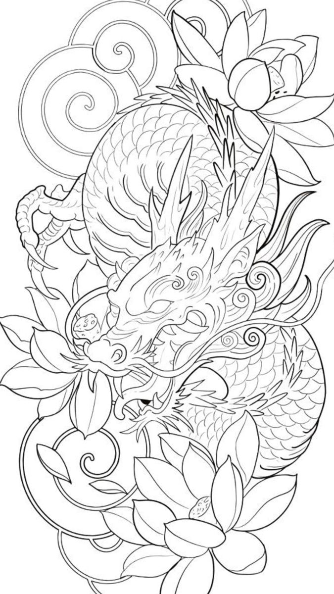 Desenho de Dragão: Dragão fofo com flores para desenhar