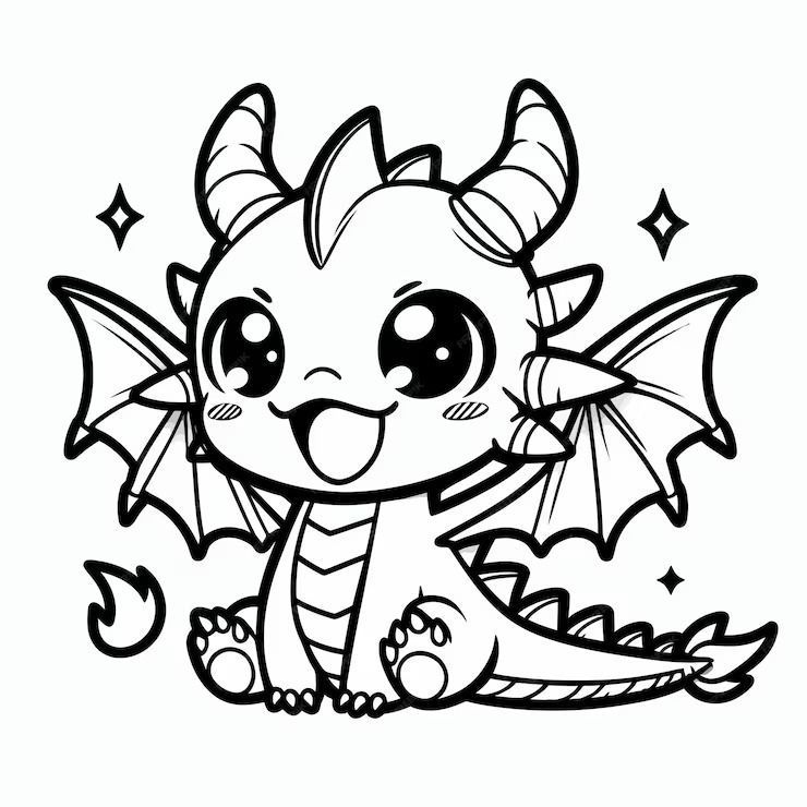 Desenho de Dragão: dragão fofo a lápis para desenhar