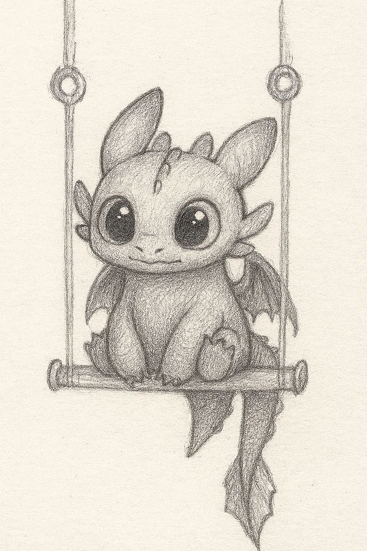 Desenho de Dragão: Dragão fofo a lápis para desenhar