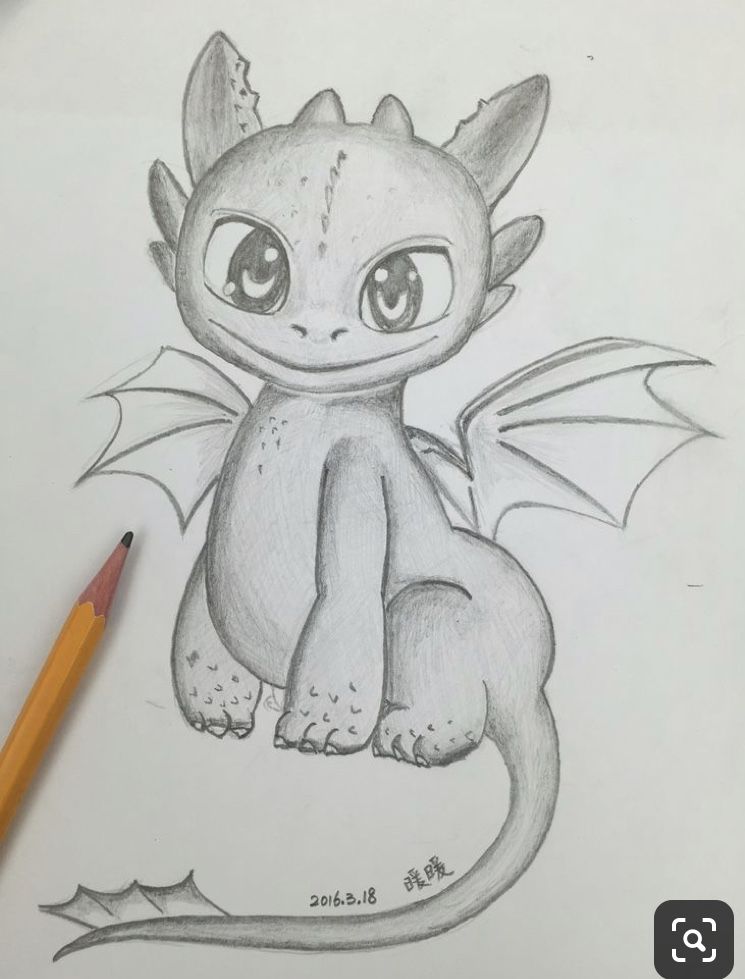 Desenho de Dragão: Dragão fofo a lápis para desenhar