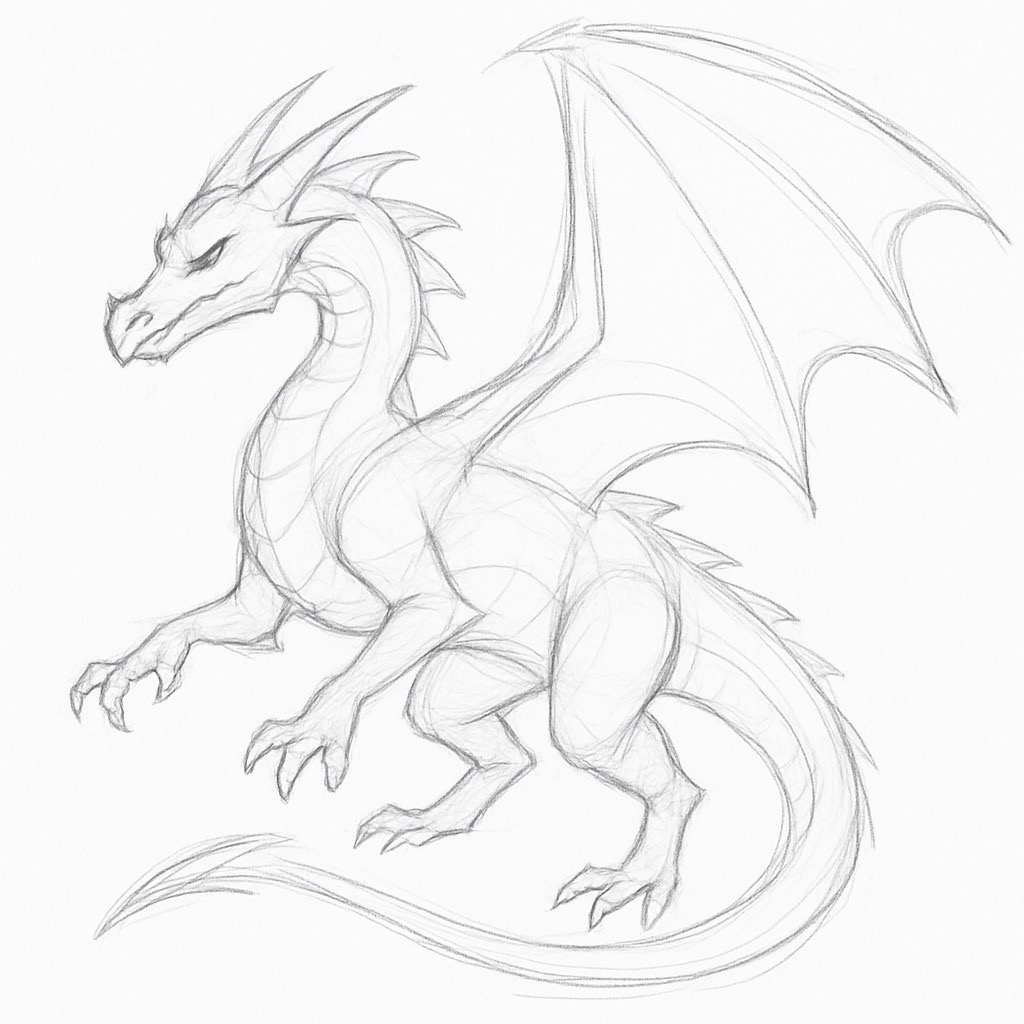 Desenho de Dragão: Dragão fofo e fácil para desenhar