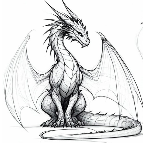 Desenho de Dragão: Dragão realista a lápis para desenhar