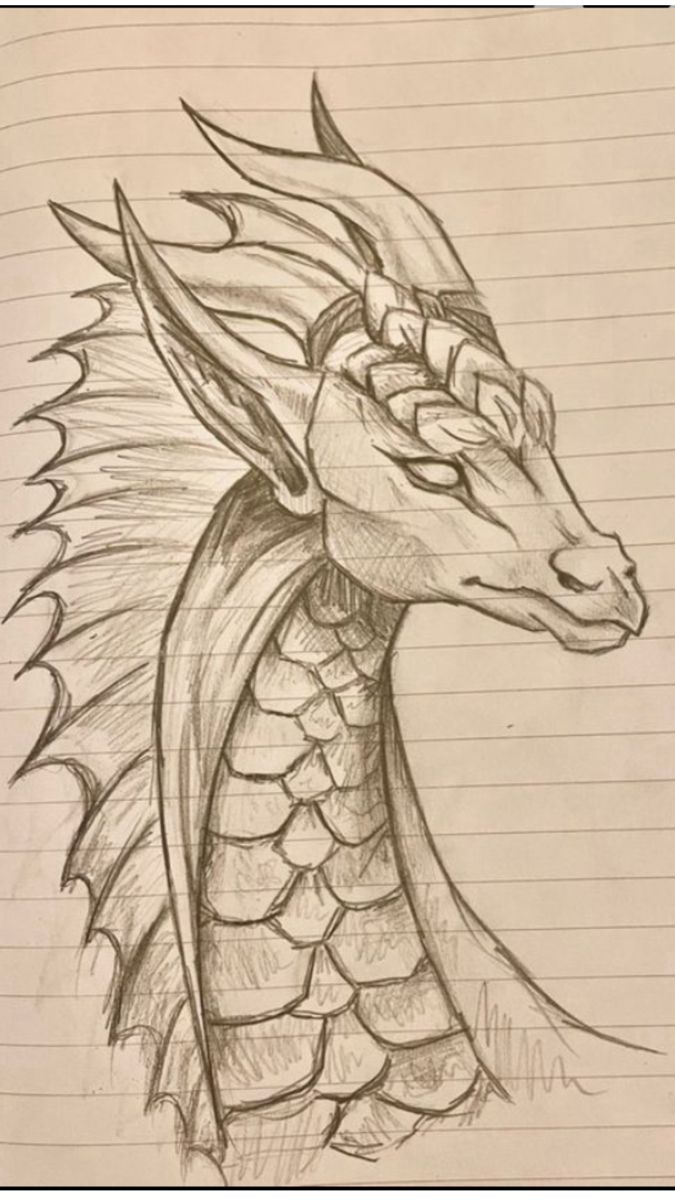 Desenho de Dragão: Dragão fofo a lápis para desenhar