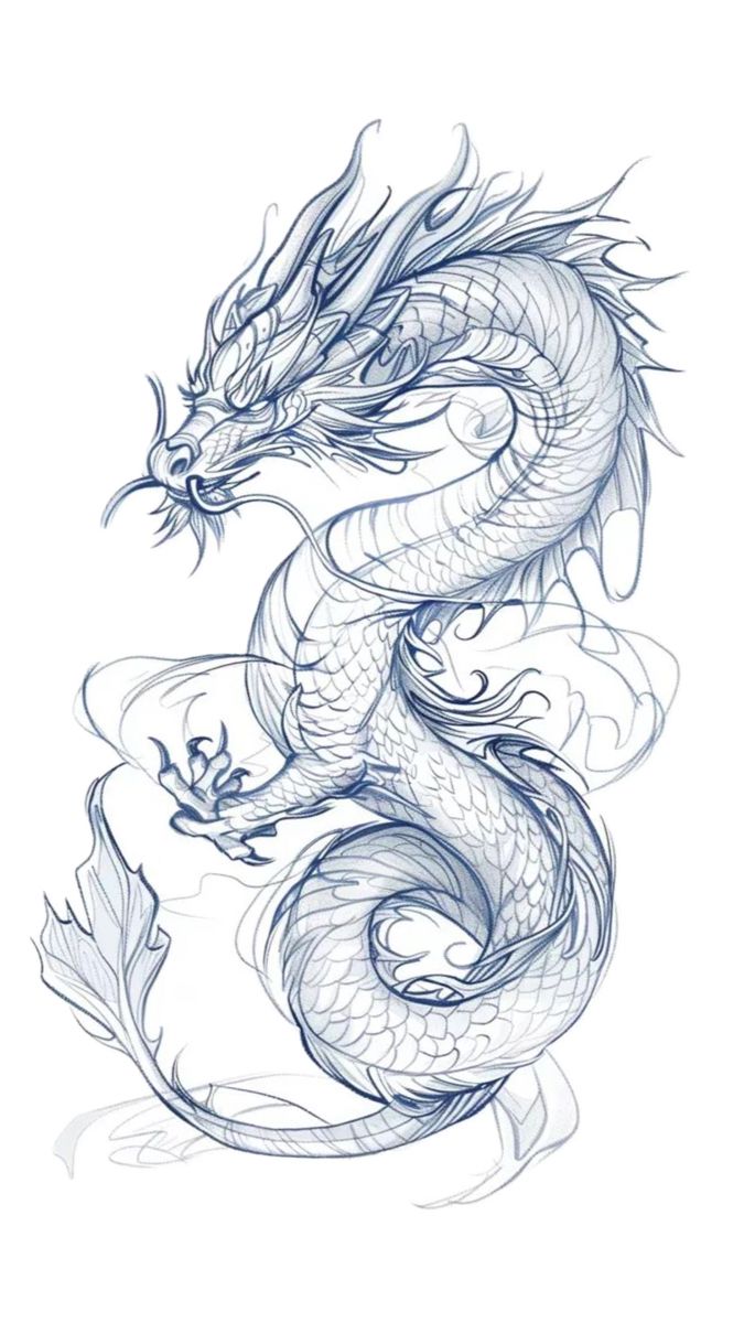 Desenho de Dragão: Dragão simples para desenhar a lápis