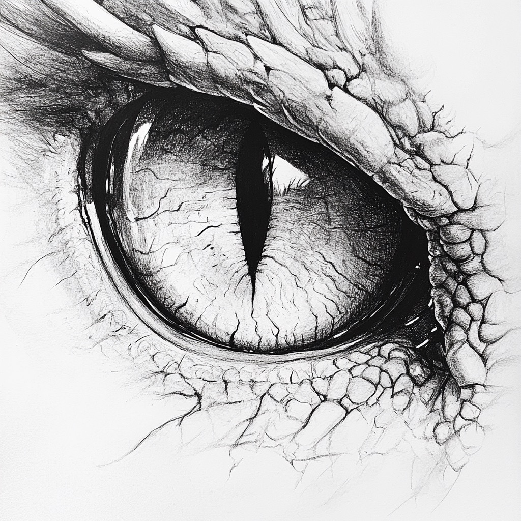 Desenho de Dragão: olho de dragão realista a lápis para desenhar