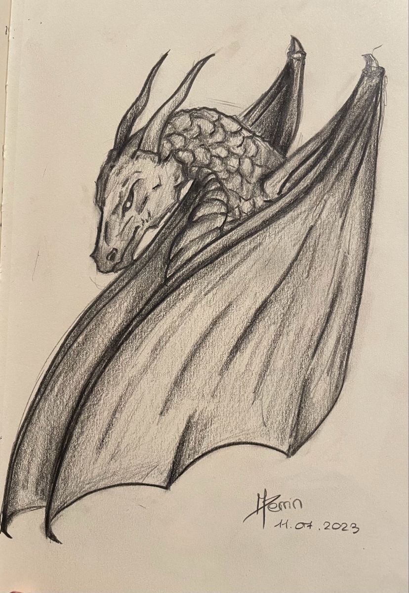 Desenho de Dragão: Dragão fofo a lápis para desenhar