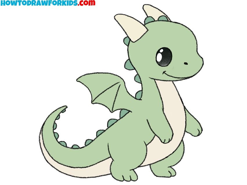 Desenho de Dragão: Dragão fofo para desenhar a lápis