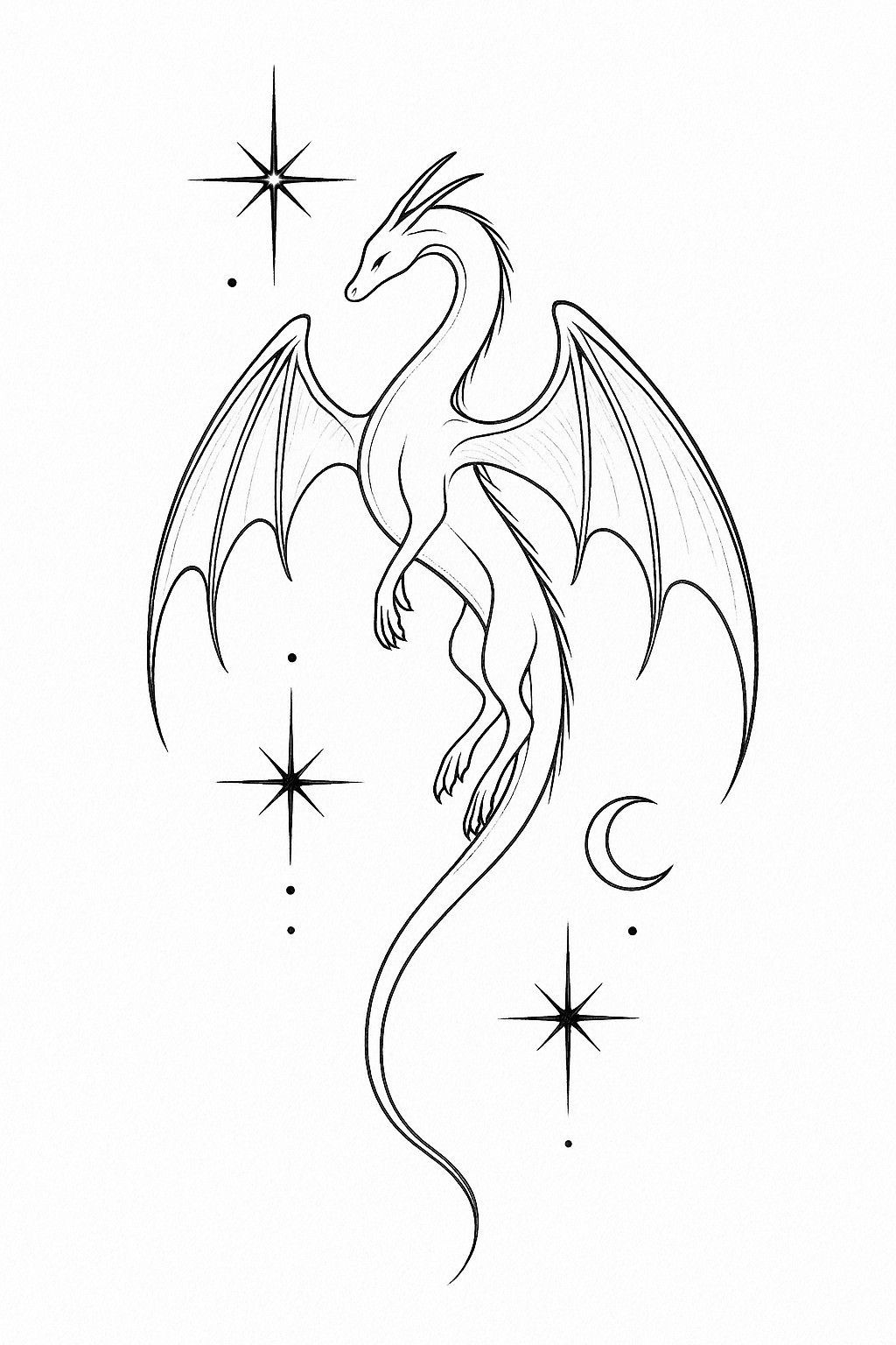 Desenho de Dragão: Dragão simples a lápis para desenhar