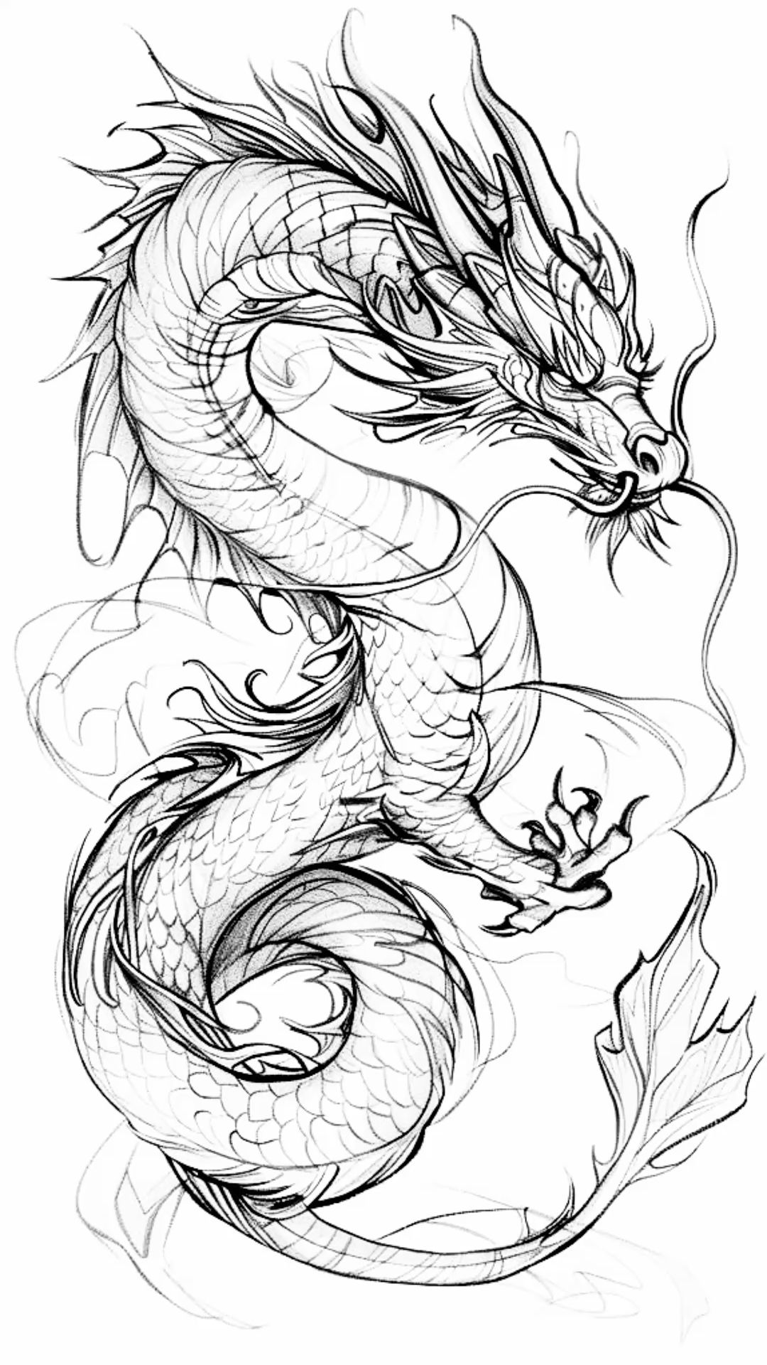Desenho de Dragão: Dragão estilizado e detalhado para desenhar