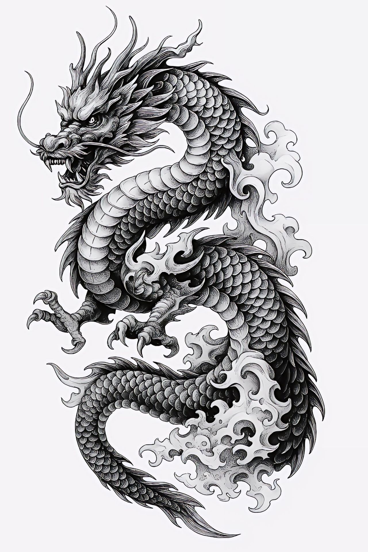 Desenho de Dragão: Dragão realista com escamas para desenhar