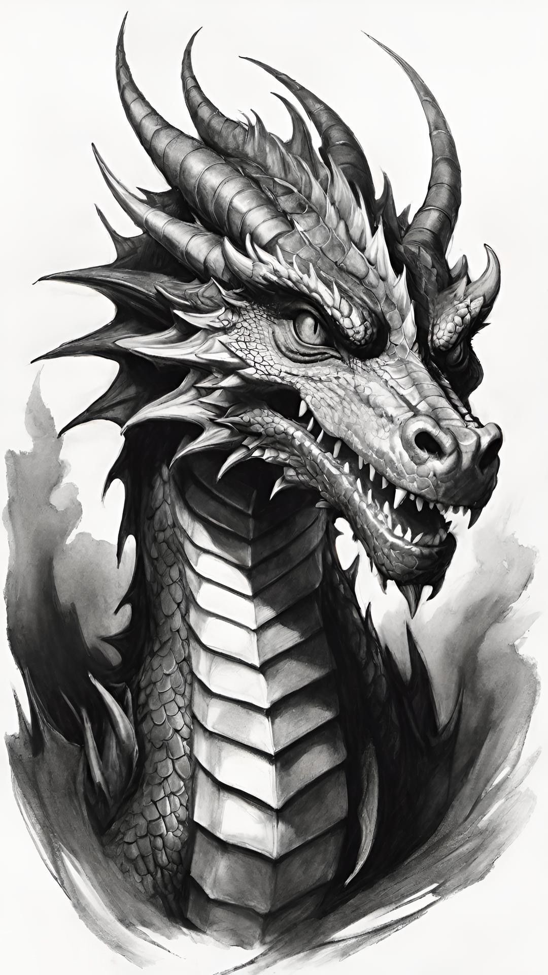 Desenho de Dragão: Dragão realista detalhado para desenhar