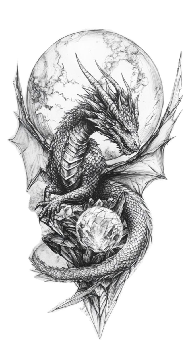 Desenho de Dragão: Dragão realista e detalhado para desenhar