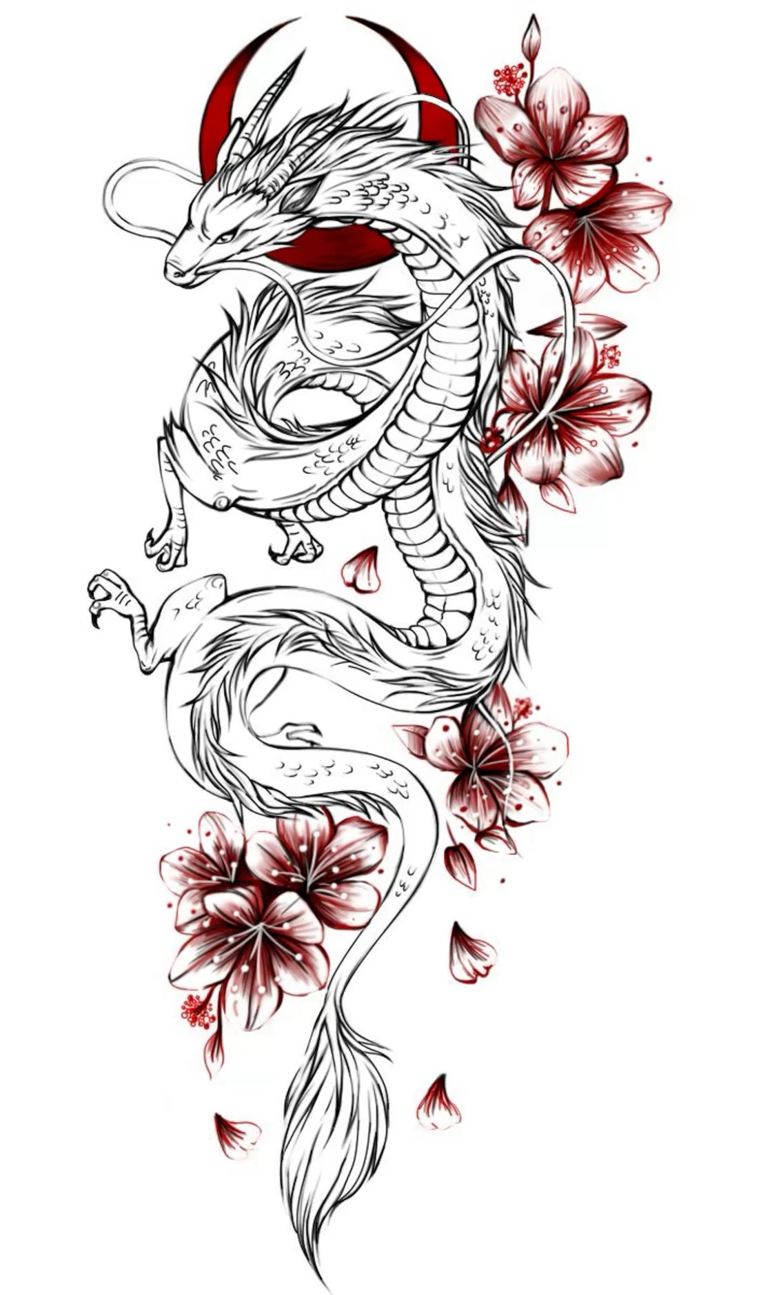 Desenho de Dragão: Dragão fofo entre flores para desenhar