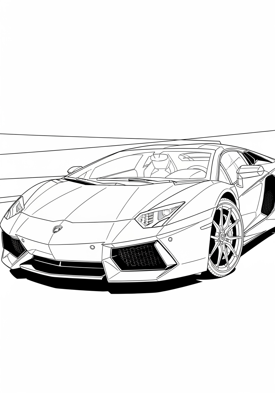 Desenho de Lamborghini Aventador para imprimir e colorir