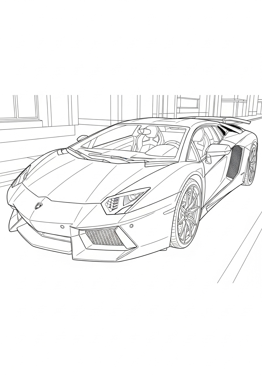 Desenho de Lamborghini Aventador esportivo para colorir