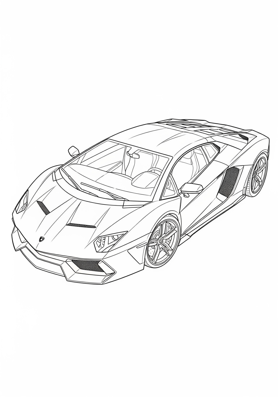Desenho de Lamborghini Aventador para imprimir e colorir