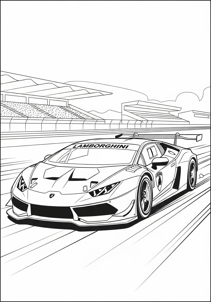 Desenho de Lamborghini Huracan GT3 para imprimir e colorir