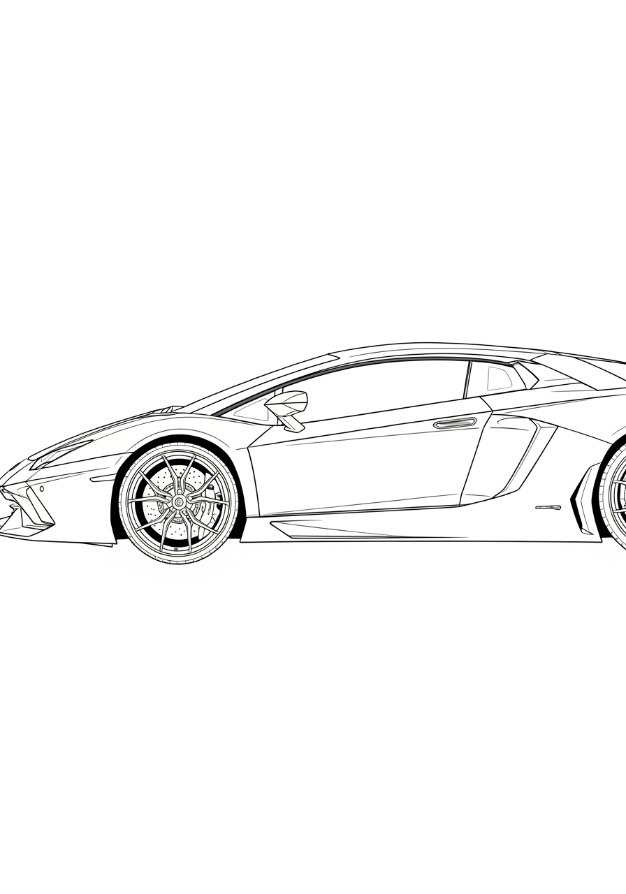 Desenho de Lamborghini Aventador esportivo para imprimir e colorir