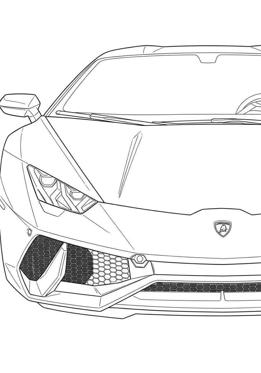 Desenho de Lamborghini Huracan para imprimir e colorir