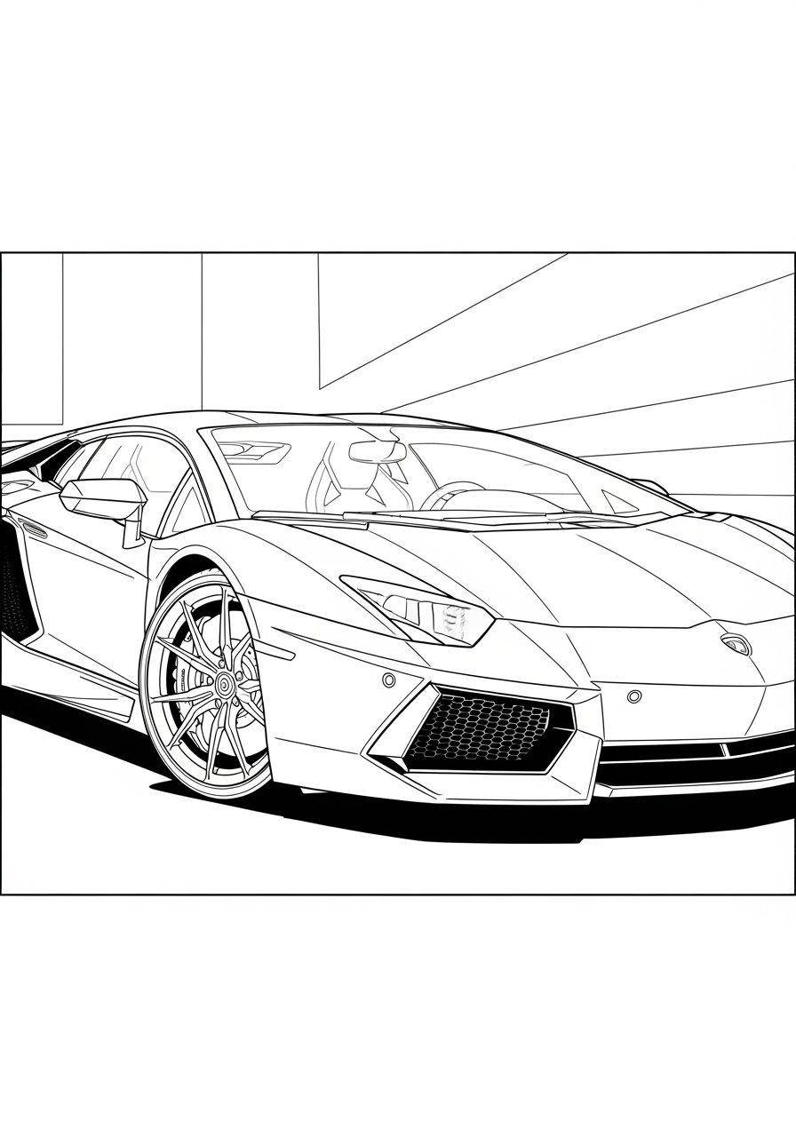 Desenho de Lamborghini para imprimir e colorir