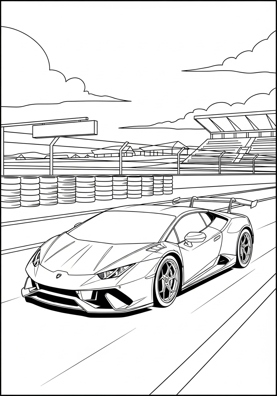 Desenho de Lamborghini Huracán esportivo para imprimir e colorir