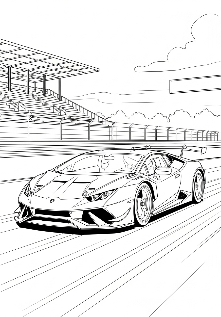 Desenho de Lamborghini Huracan para imprimir e colorir