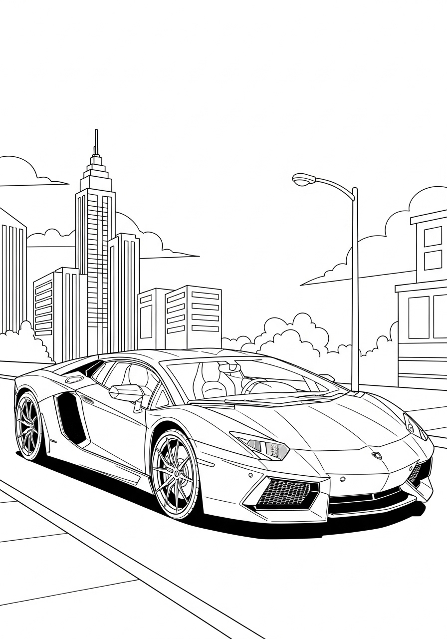Desenho de Lamborghini Aventador esportivo para colorir