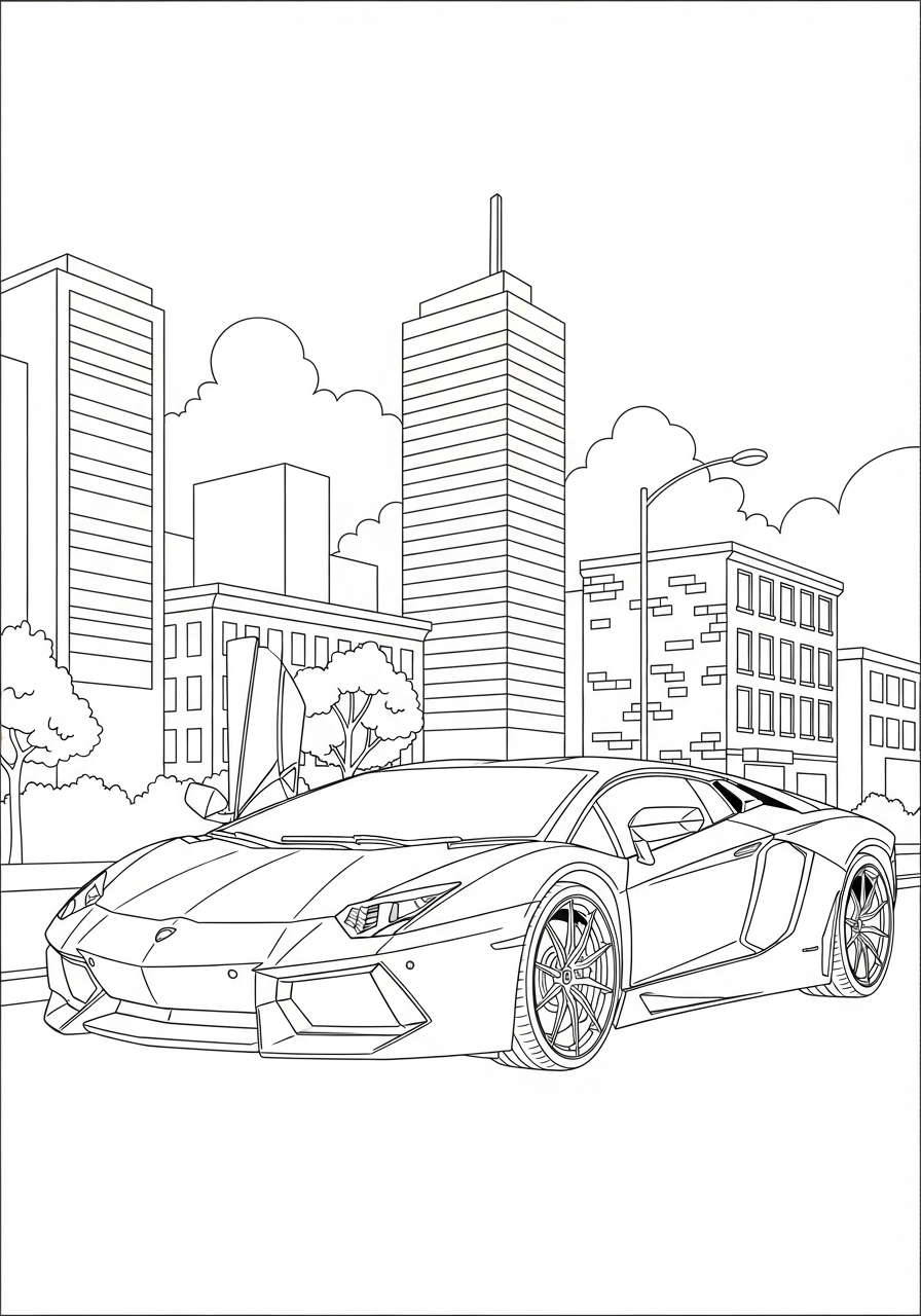 Desenho de Lamborghini Aventador para imprimir e colorir