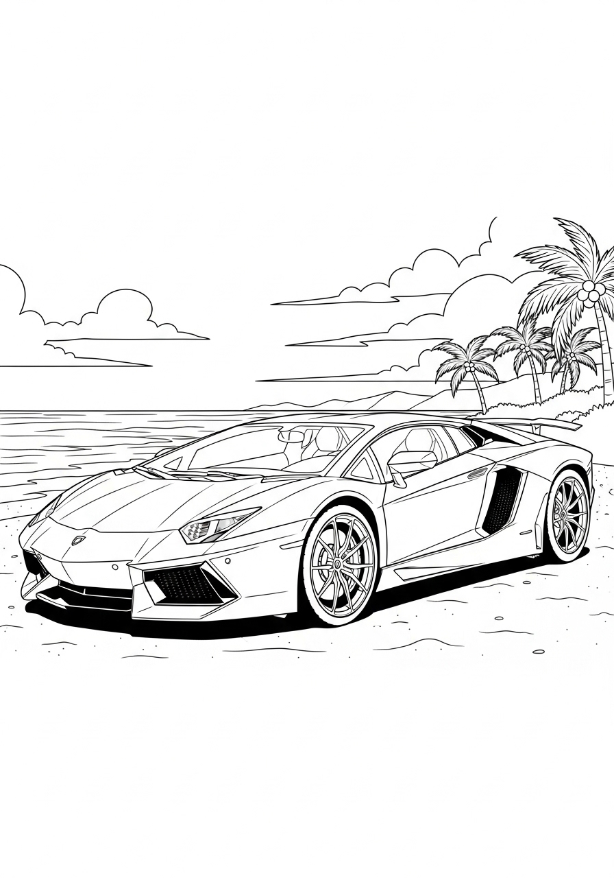 Desenho de Lamborghini Aventador para imprimir e colorir