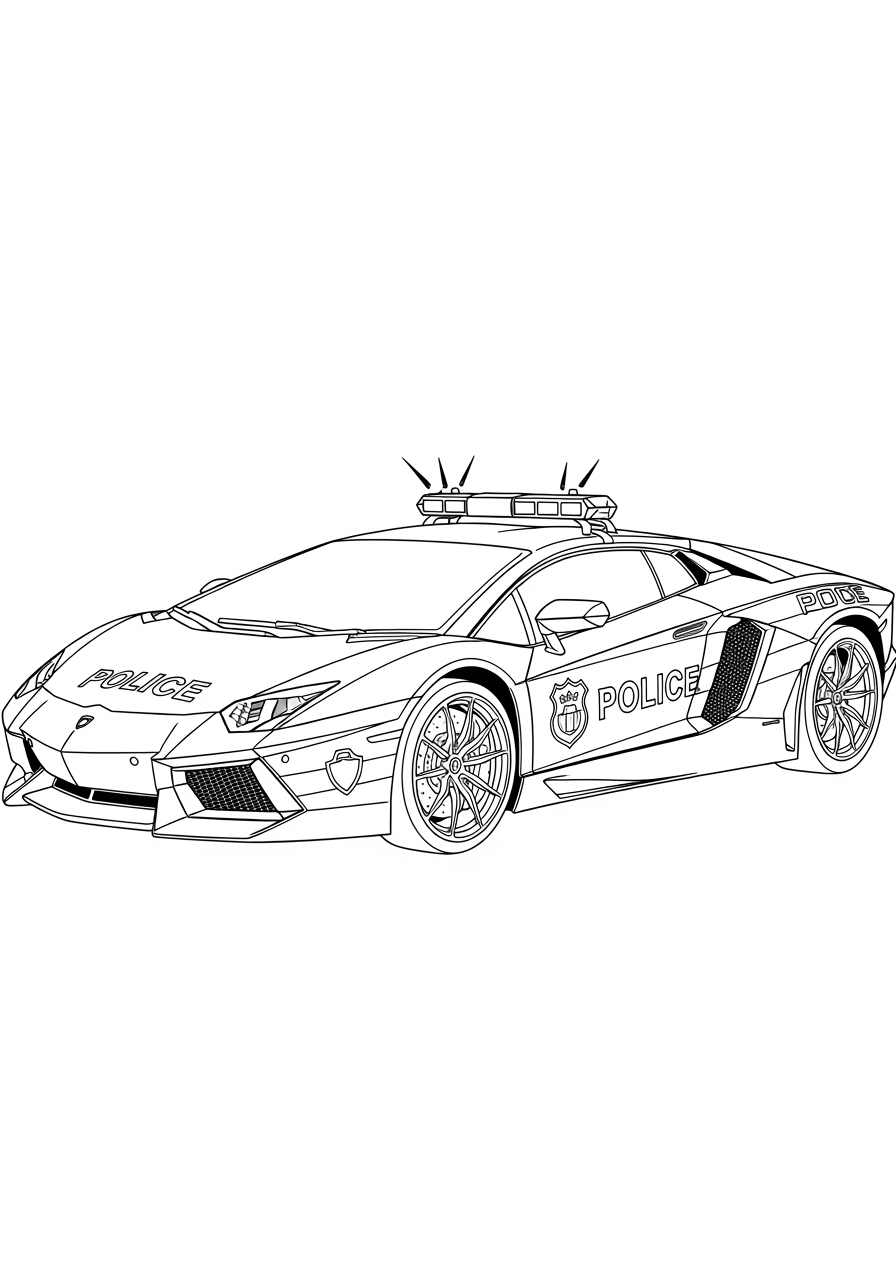 Desenho de Lamborghini policial para imprimir e colorir