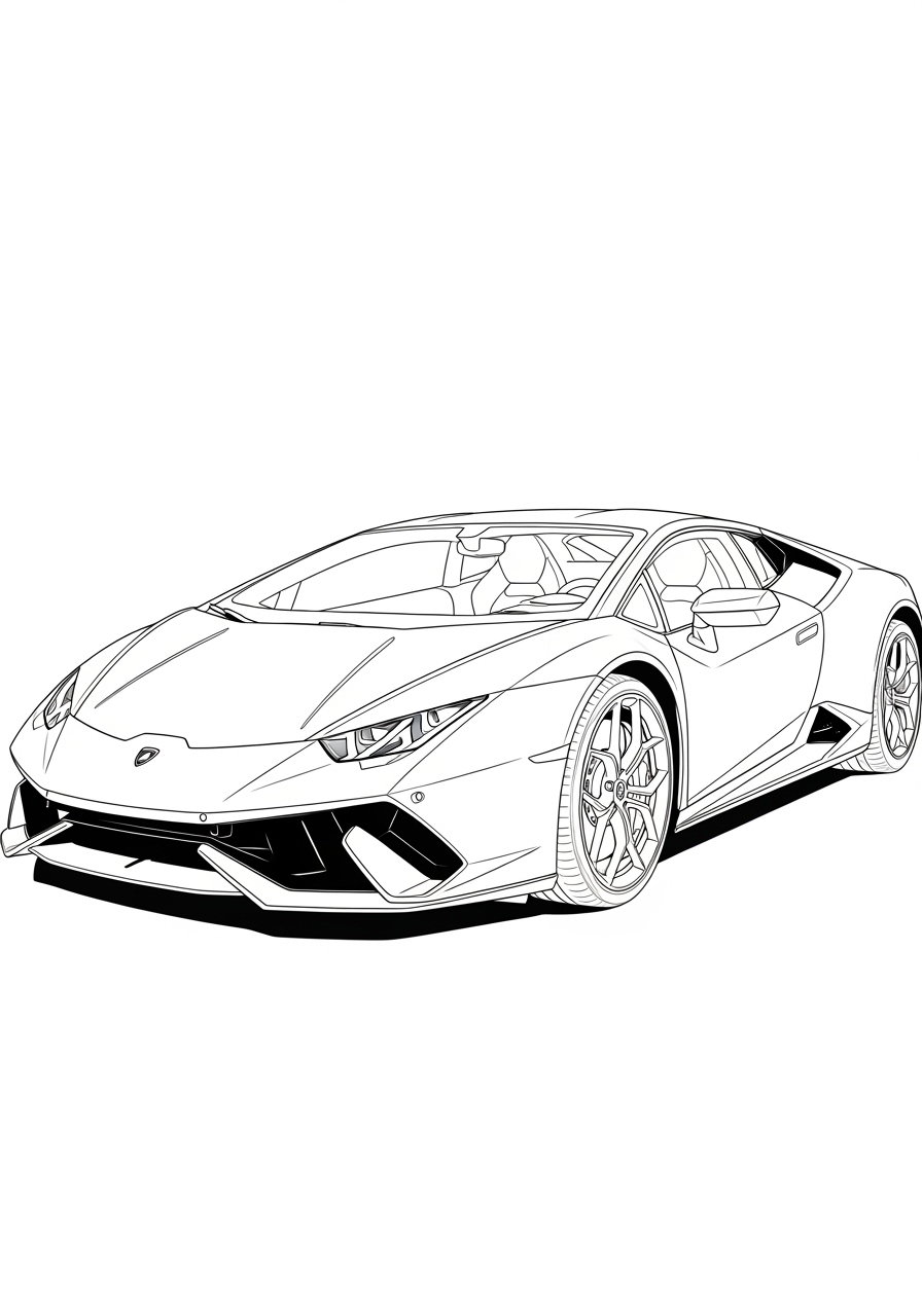 Desenho de Lamborghini Huracan esportivo para imprimir e colorir
