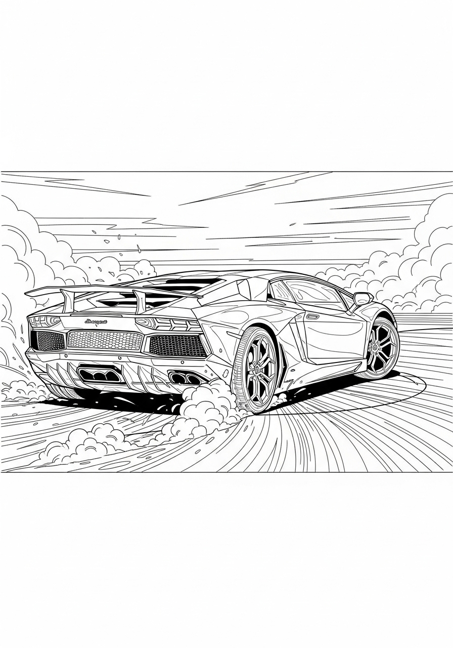 Desenho de Lamborghini para imprimir e colorir
