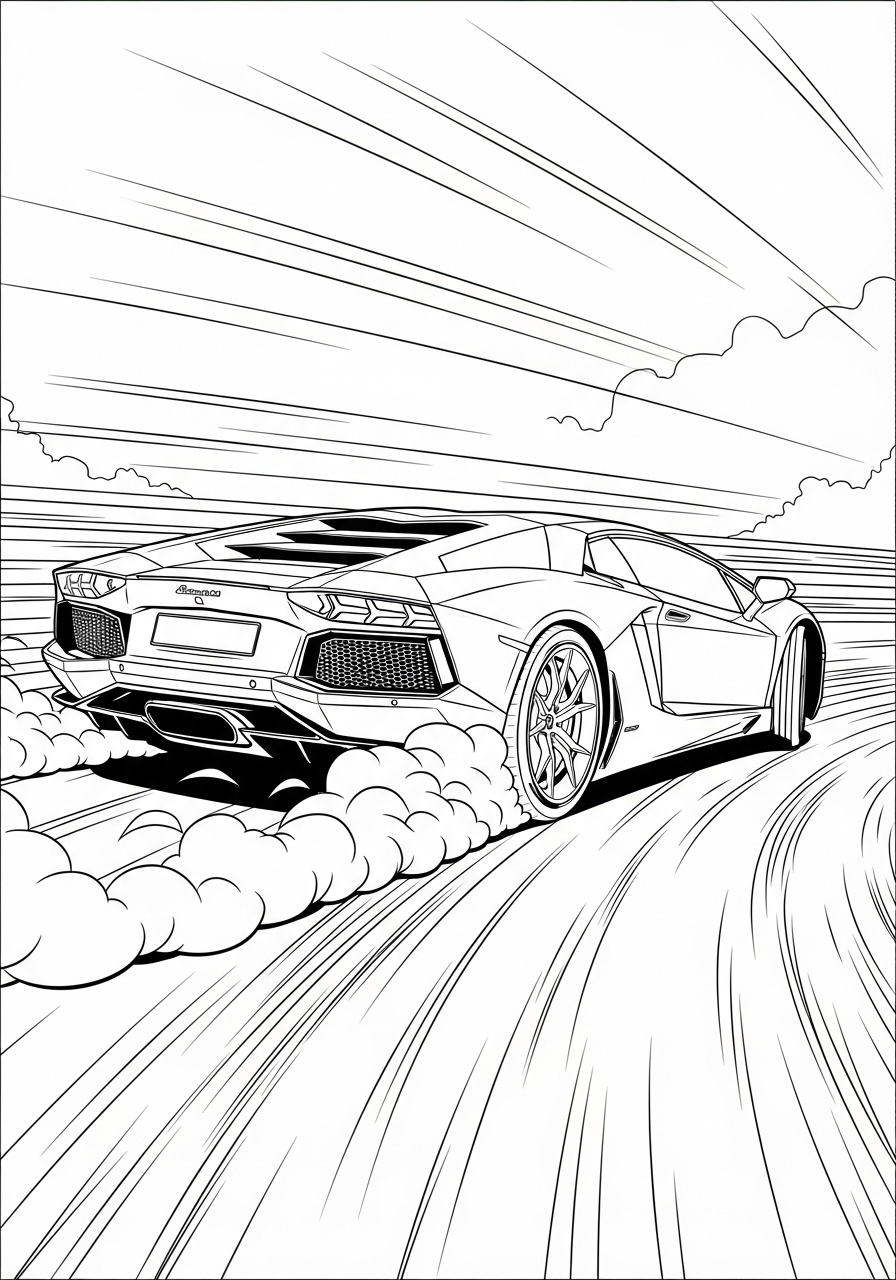 Desenho de Lamborghini Aventador para imprimir e colorir