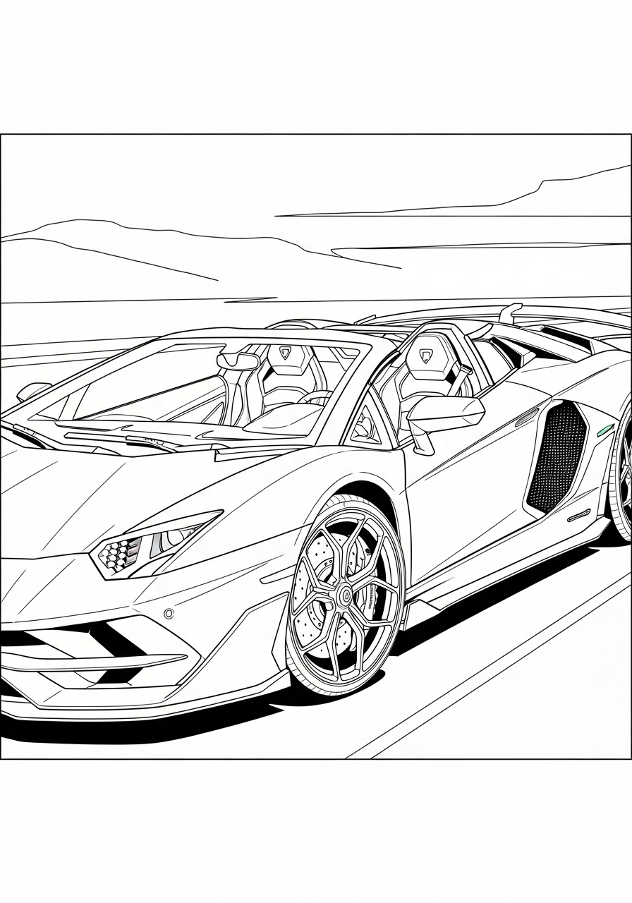 Desenho de Lamborghini Aventador para imprimir e colorir